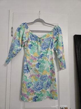 NWOT Zara Pastel Floral Mini Dress, Size S
